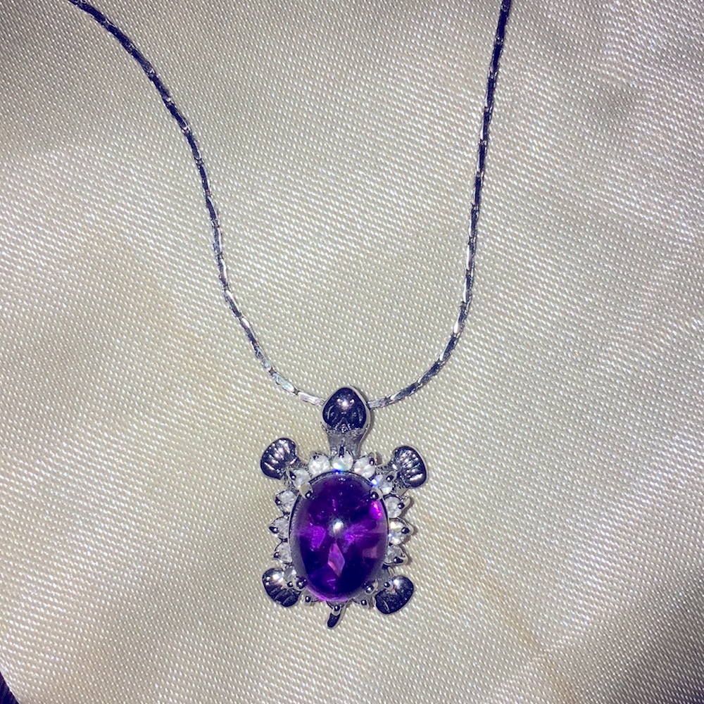 Genuine Amethyst and Diamond Necklace